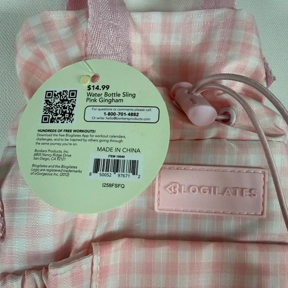 Blogilates Water Bottle Sling - Pink Gingham - Picture 8 of 10